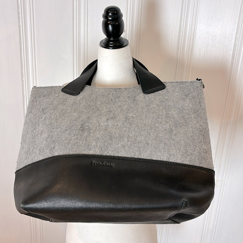 FEYNSINN leather and felt Top-Handle Tote
